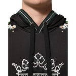 Dolce & Gabbana KING Black Orchid Floral Crown Logo Hoodie Sweater