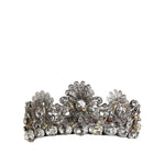 Dolce & Gabbana LED Crystal Embellished Silver Floral Filigree Crown Tiara with sparkling crystals and integrated LED lights.