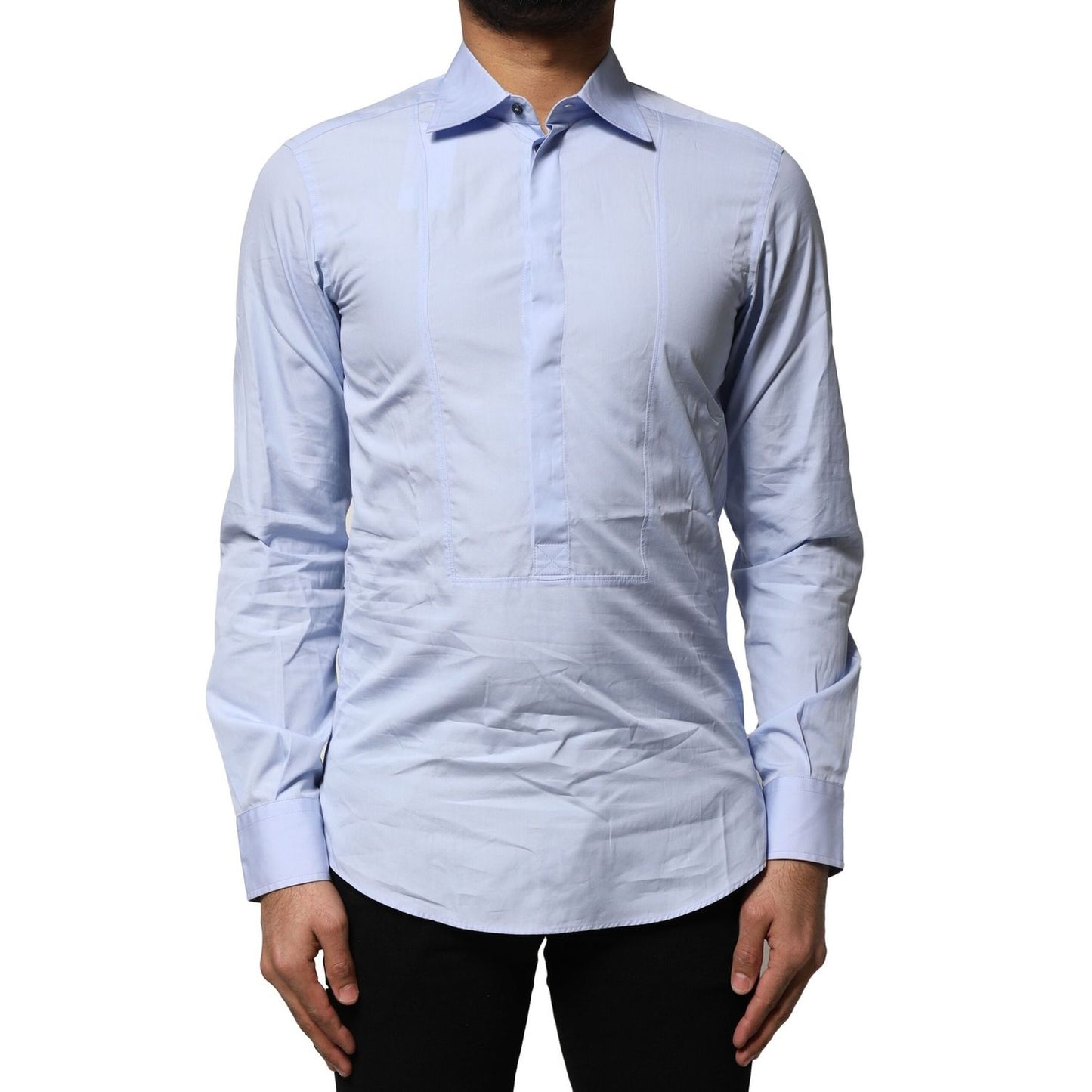 Dolce & Gabbana Light Blue Cotton Long Sleeves Dress Shirt