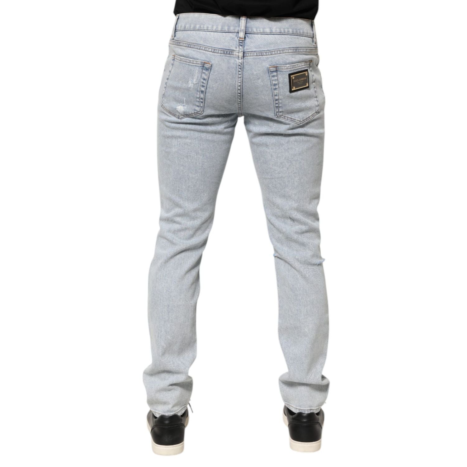Dolce & Gabbana Light Blue Distressed Slim Fit Ripped Denim Jeans