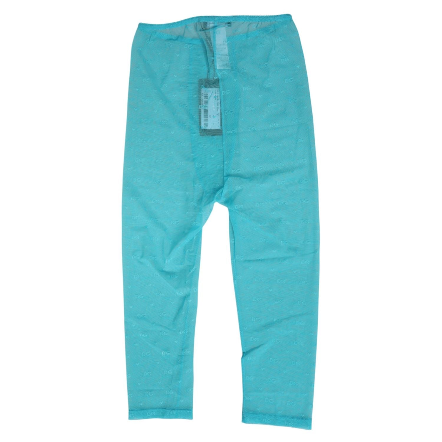 Dolce & Gabbana Light Blue Logo Lace Tight Midi Trouser  Underwear