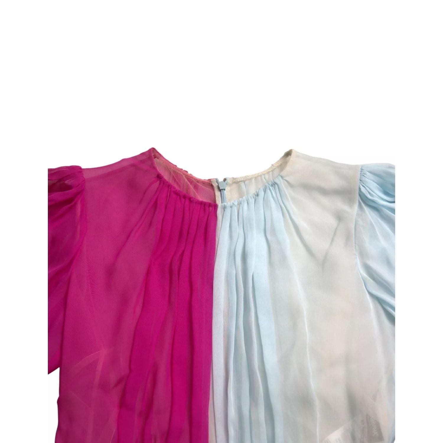 Dolce & Gabbana Light Blue Silk Two Tone Midi Dress