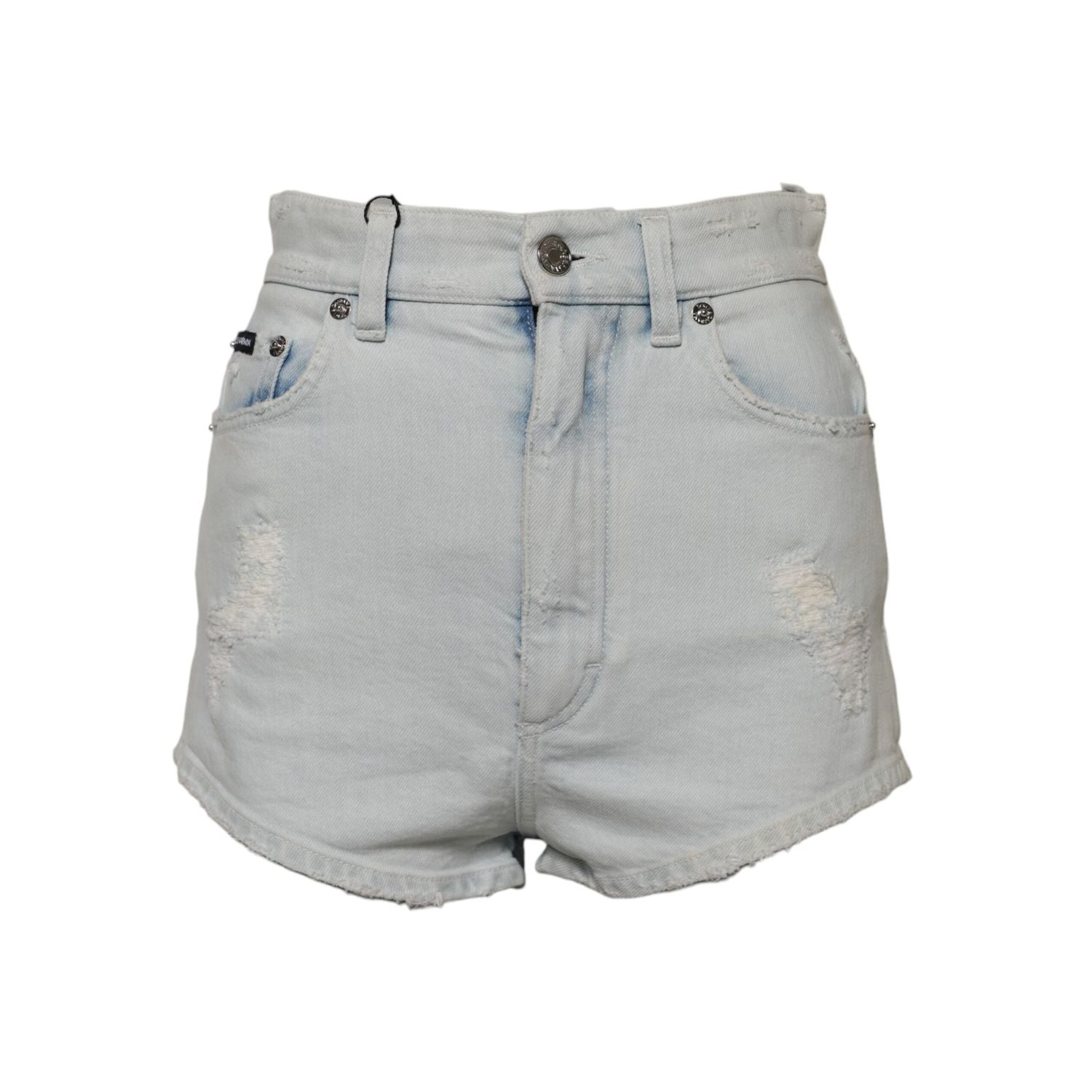 Dolce & Gabbana Light Blue Washed Denim Cotton Hot Pants Shorts