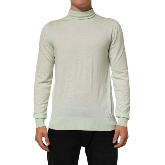 Dolce & Gabbana Light Green Logo TurtleNeck Pullover Sweater worn by a model