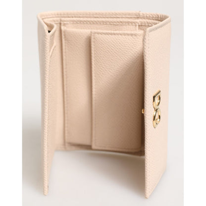 Dolce & Gabbana Light Pink Calf Leather DG Logo French Flap Wallet