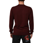 Dolce & Gabbana Maroon Cashmere Crew Neck Pullover Sweater