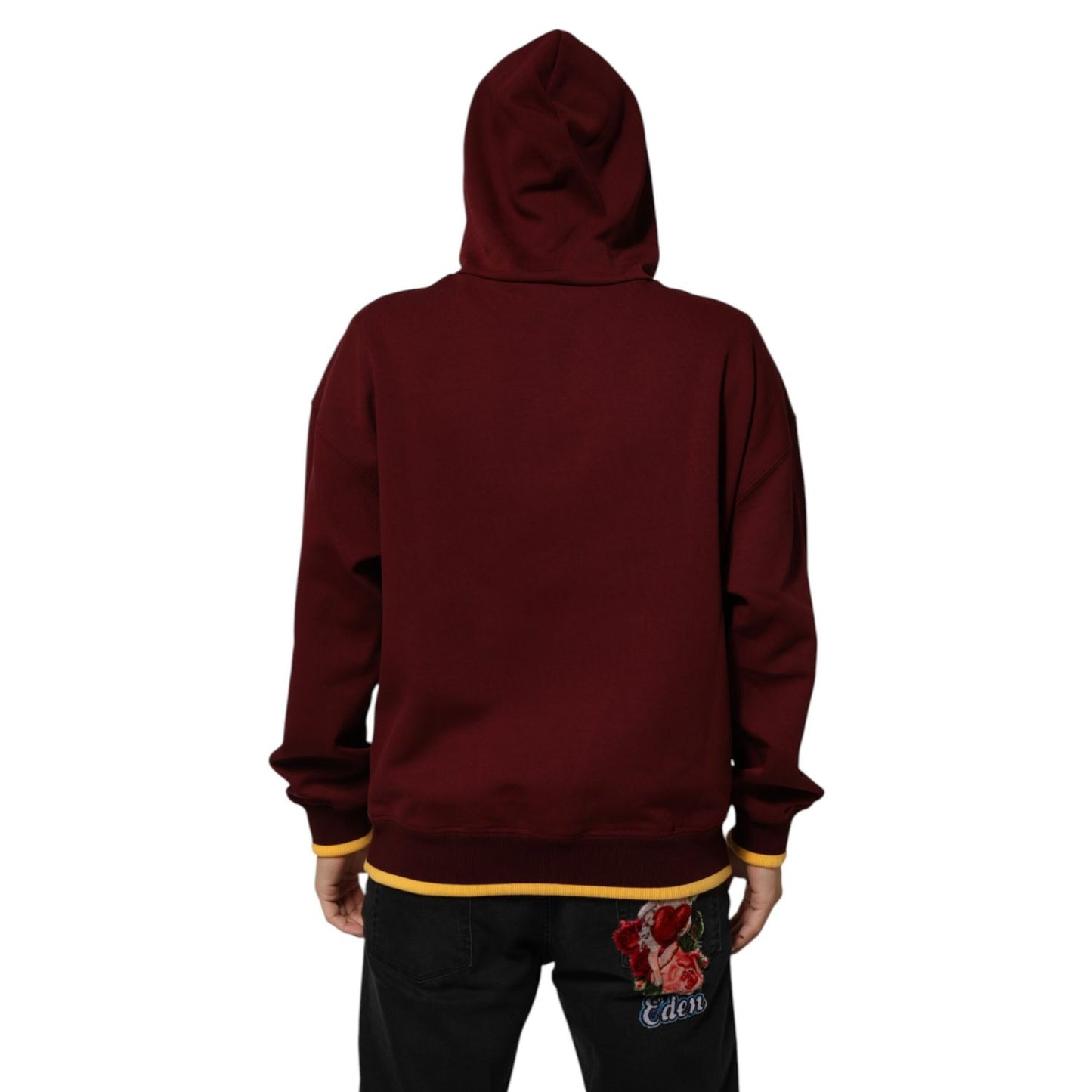 Dolce & Gabbana Maroon Embossed Logo Hooded Sweatshirt Sweater