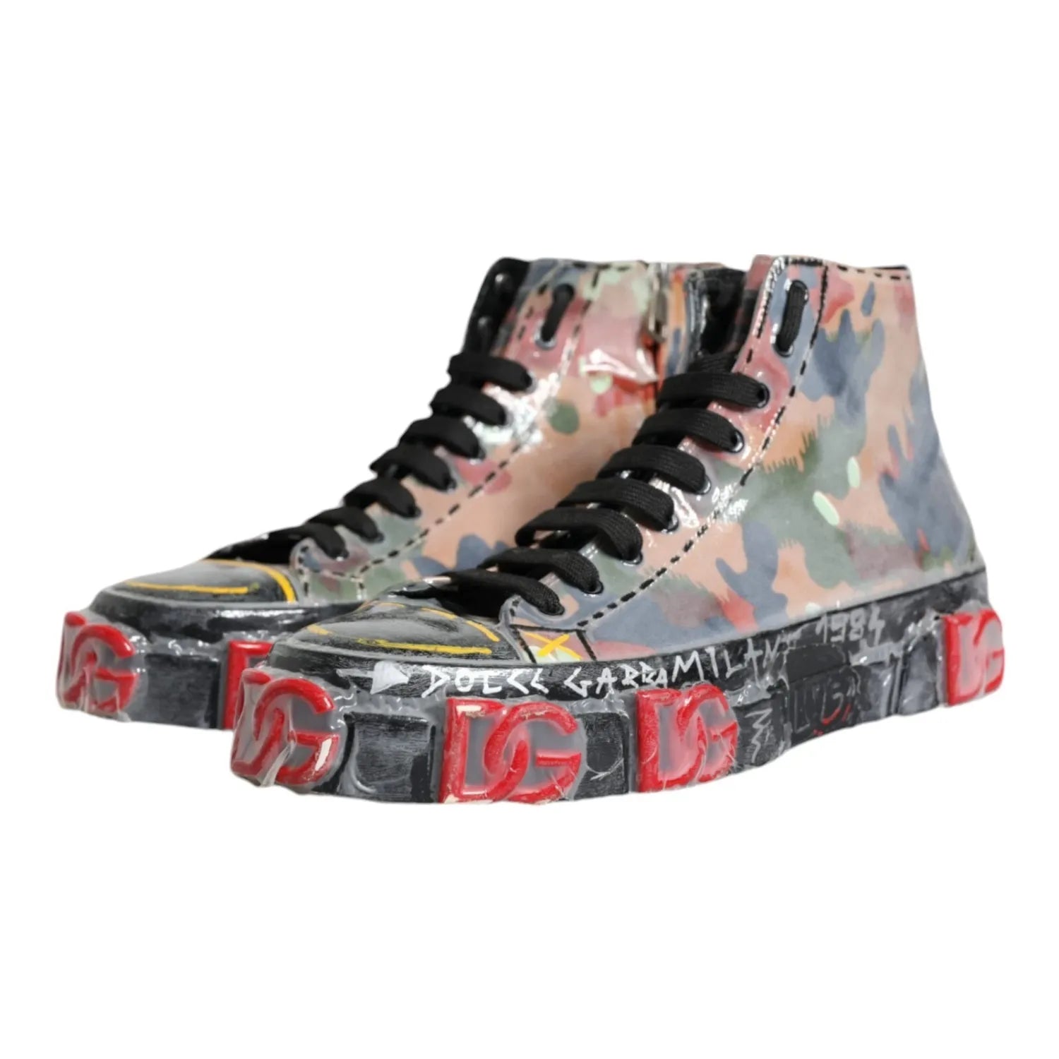 Dolce & Gabbana Multicolor Camouflage High Top Sneakers Shoes