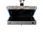 Open view of Dolce & Gabbana Multicolor Cassette Player Box DG Music Crossbody Shoulder Bag showing interior design.