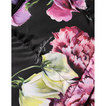 Dolce & Gabbana Multicolor Floral Hooded Puffer Quilted Jacket