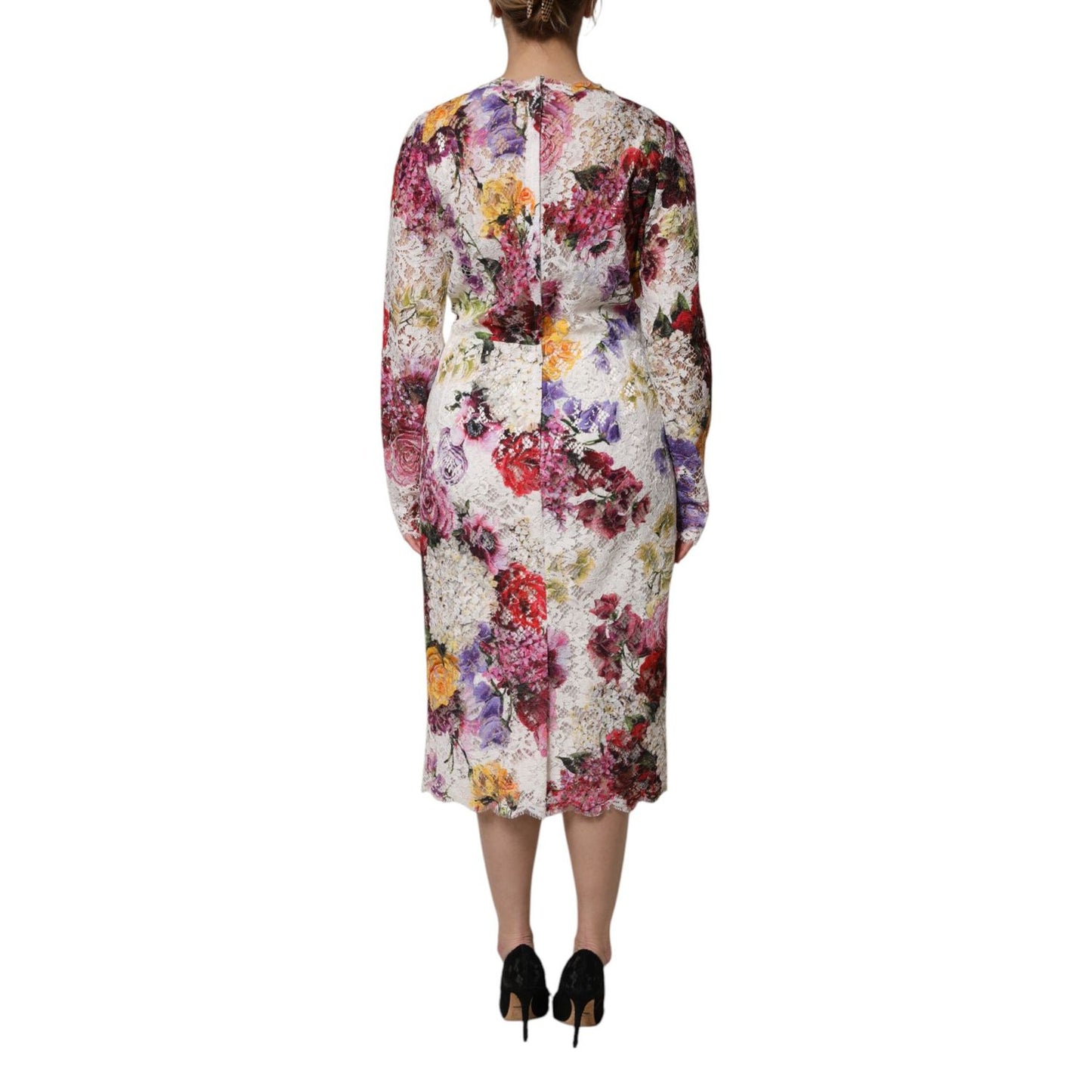 Dolce & Gabbana Multicolor Floral Long Sleeve A-line Dress