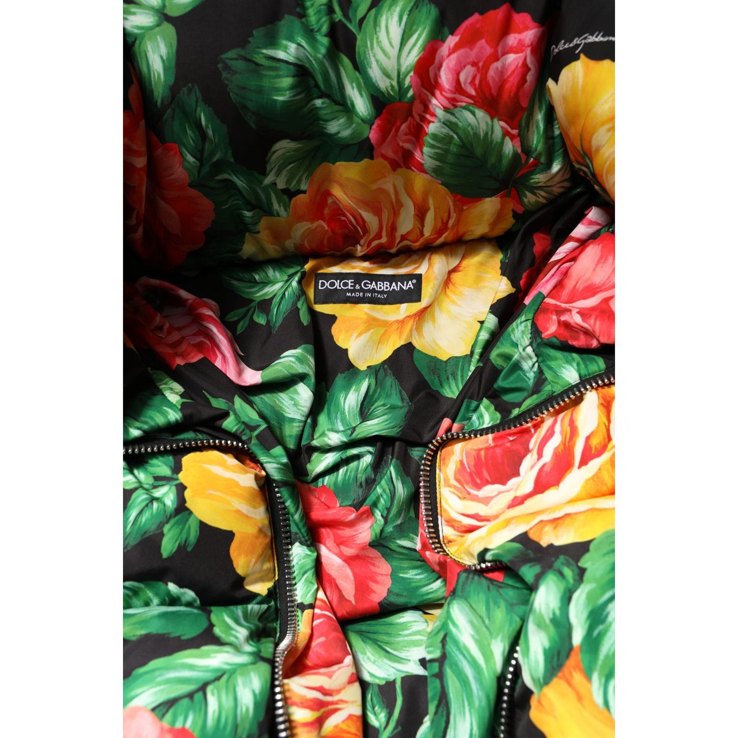Dolce & Gabbana Multicolor Floral Puffer Hooded Jacket