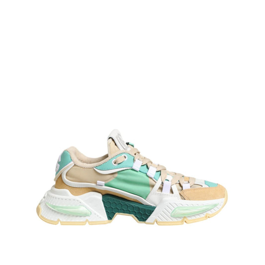 Dolce & Gabbana Multicolor Leather Airmaster Low Top Sneakers Shoes featuring a dynamic mix of colors with rubber and calfskin details.