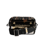 Dolce & Gabbana Multicolor Leopard Jacquard DG Logo Crossbody Bag with gold-tone hardware and adjustable strap.