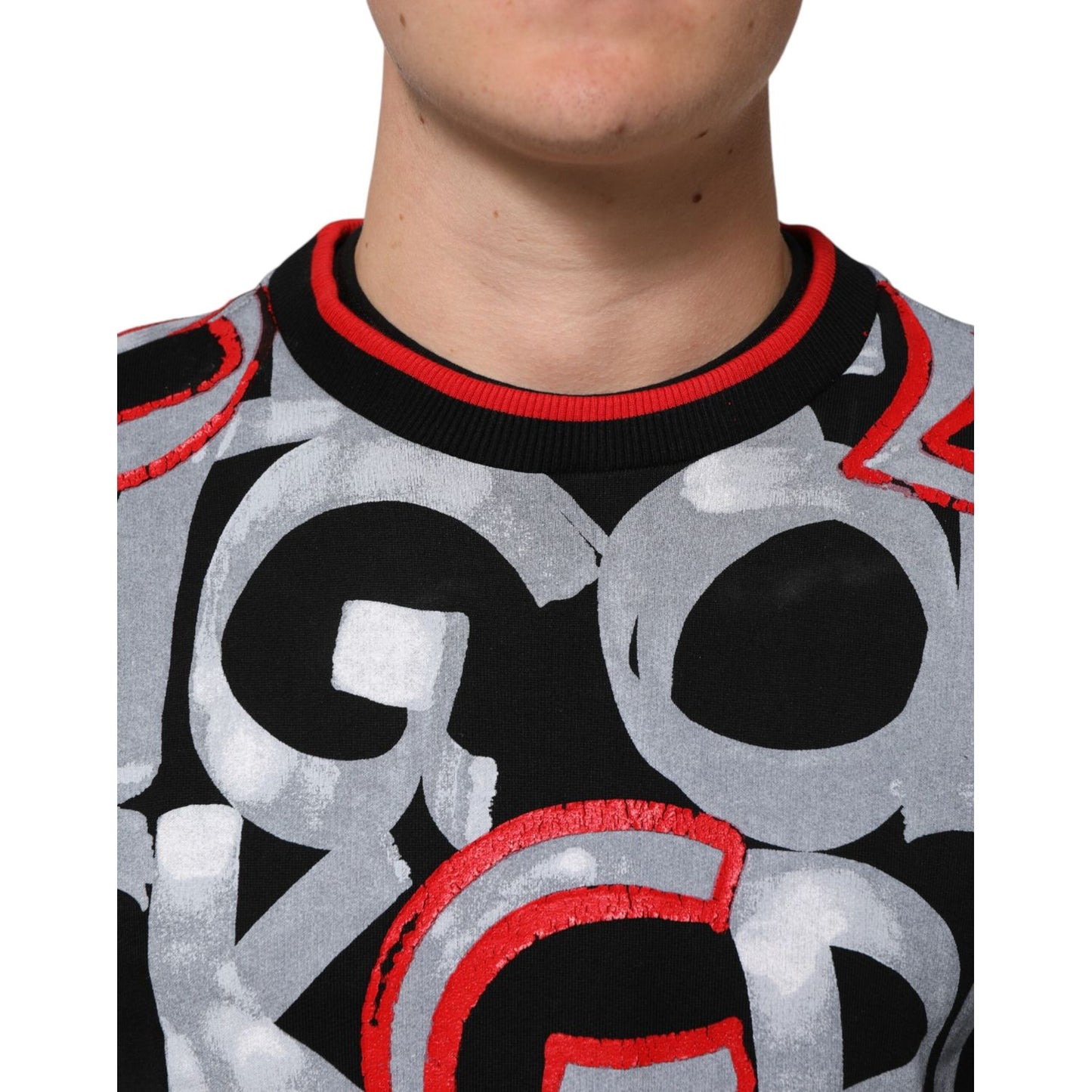 Dolce & Gabbana Multicolor Logo Monogram Crew Neck Sweater showcasing DG logo in vibrant tones.
