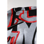 Close-up of Dolce & Gabbana Multicolor Logo Monogram Crew Neck Sweater featuring vibrant red and black DG design.