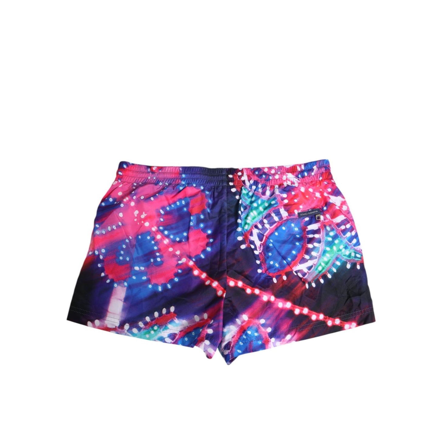 Dolce & Gabbana Multicolor Neon Print Polyester Shorts Swimwear with vibrant neon lights, elastic waistband, and adjustable drawstring.