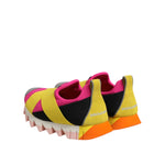 Dolce & Gabbana Multicolor Neoprene Elastic Ibiza Sneakers Shoes with vibrant yellow, pink, and black design, rear view.