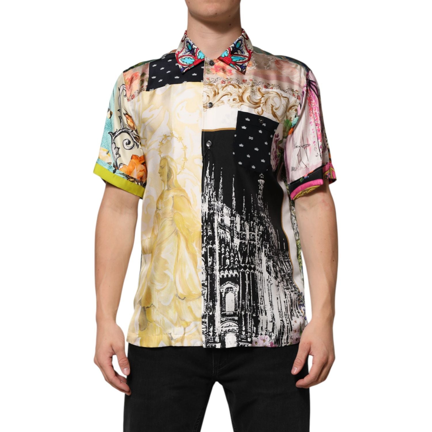 Dolce & Gabbana Multicolor Printed Button Down Casual Shirt