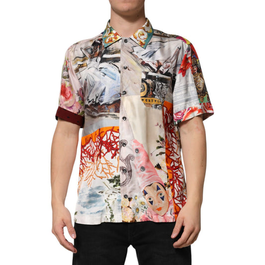Dolce & Gabbana Multicolor Shell Print Hawaii Casual Shirt with artistic design and button closure.