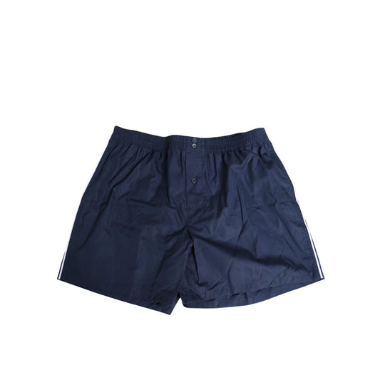 Dolce & Gabbana Navy Blue Cotton Elastic Waistband Button Swimwear, 100% cotton, classic fit, refined Italian craftsmanship.