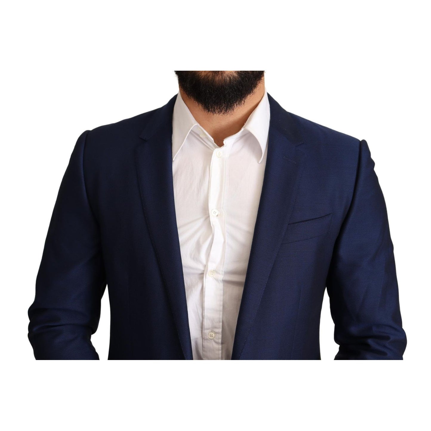 Dolce & Gabbana Navy Blue Slim Fit Jacket MARTINI Blazer with notch lapel