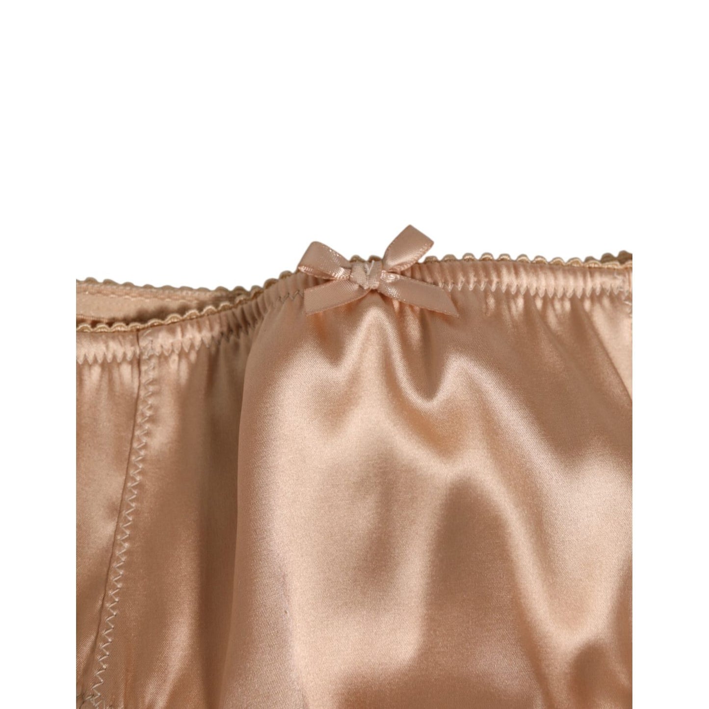 Dolce & Gabbana Nude Beige Silk Satin Stretch Bow Briefs Underwear