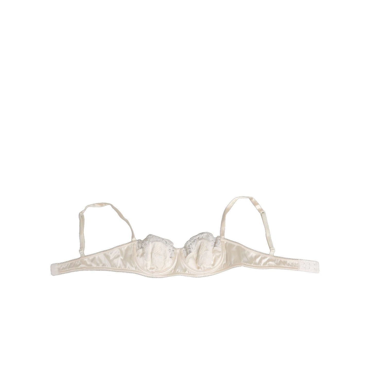 Dolce & Gabbana Off White Silk Underwired Balconette Bra Underwear