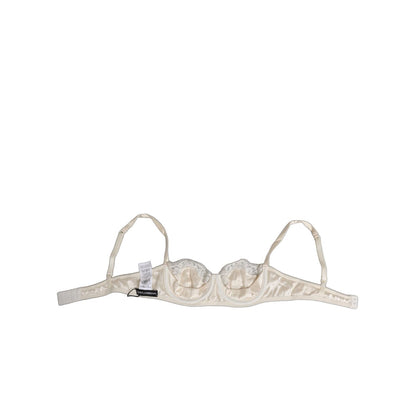 Dolce & Gabbana Off White Silk Underwired Balconette Bra Underwear