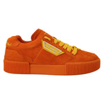 Dolce & Gabbana Orange Leather P.j. Tucker Men Sneakers Shoes in vibrant suede with rubber sole, logo details, made in Italy.