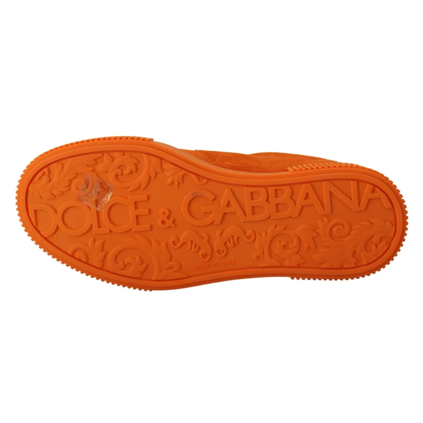 Dolce & Gabbana Orange Leather P.j. Tucker Men Sneakers Shoes with logo detail on sole.