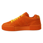Dolce & Gabbana Orange Leather P.j. Tucker Men Sneakers Shoes - vibrant suede leather, luxury lace-up design with logo details.