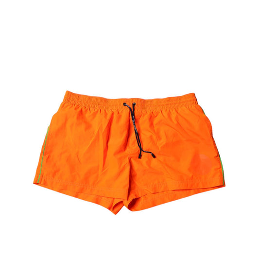 Dolce & Gabbana Orange Polyester Beachwear Shorts 2Pc Swimwear with drawstring waistband and zipper pockets.