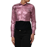 Dolce & Gabbana Pink Cotton Stretch Collared Cropped Jacket