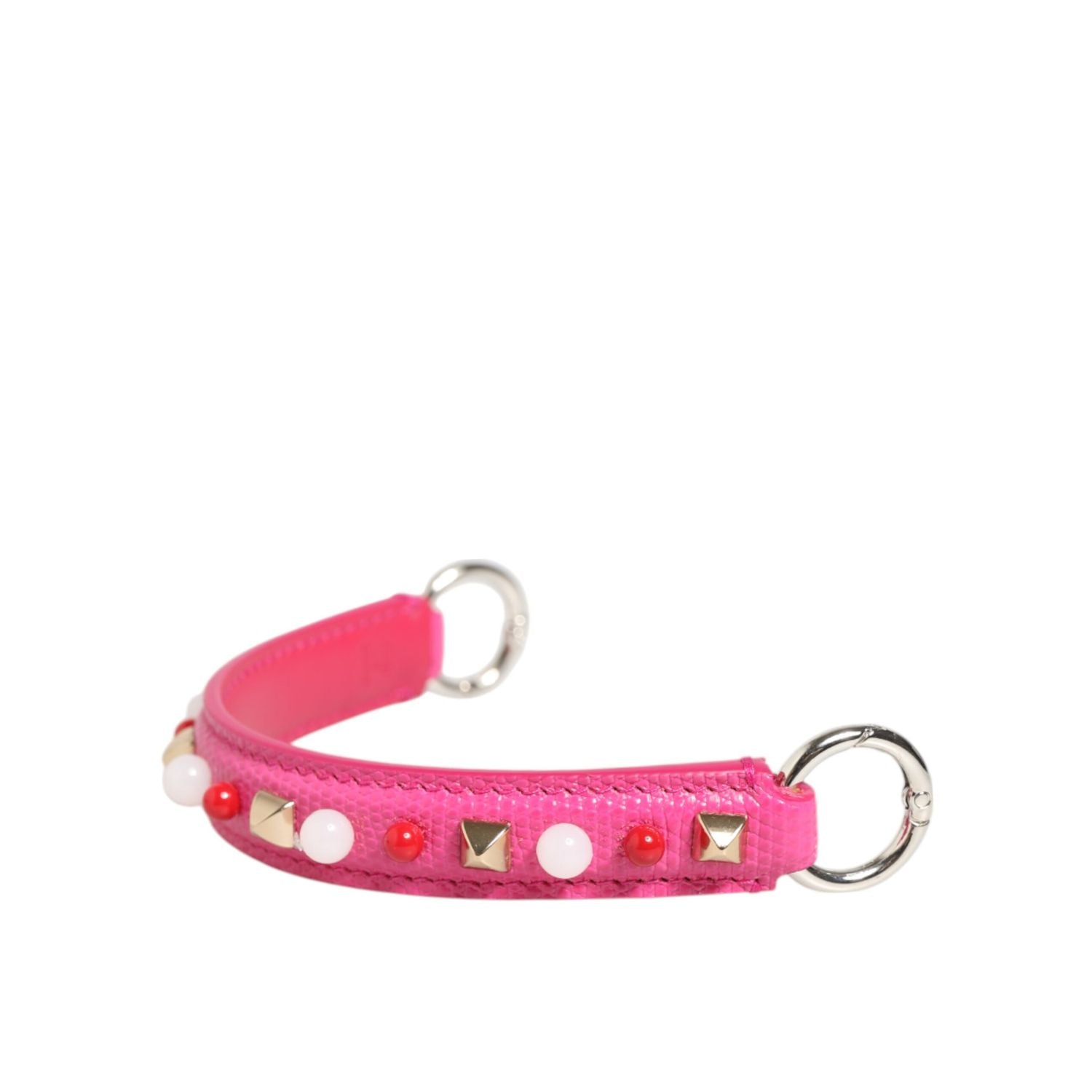 Dolce & Gabbana Pink Embellished Leather Bag Handle Women Shoulder Strap