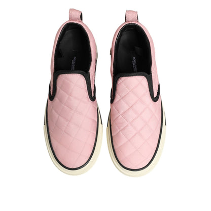 Dolce & Gabbana Pink Quilted Nylon Slip-On Sneaker Shoes