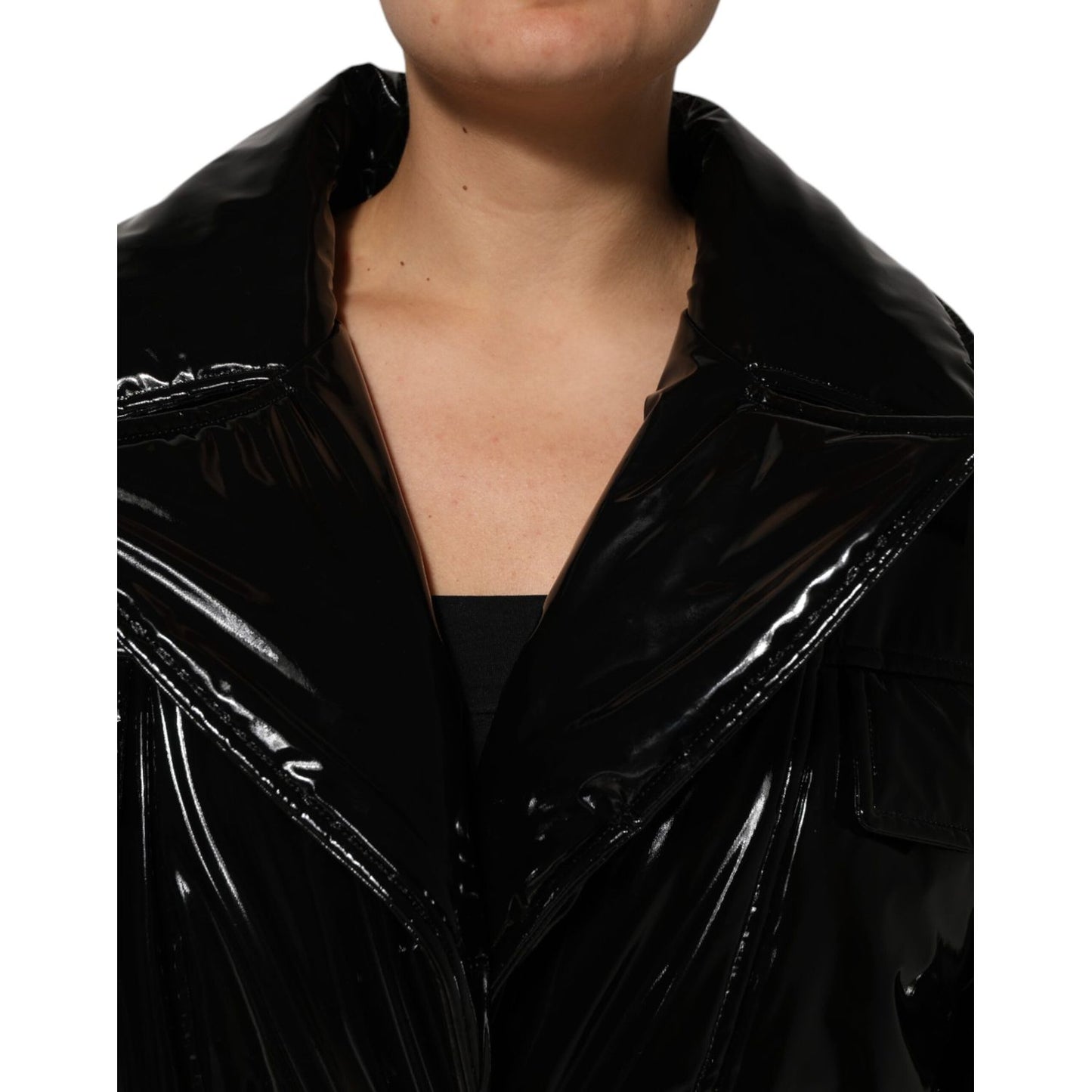 Dolce & Gabbana Polyester Black Quilted Puffer Coat Jacket