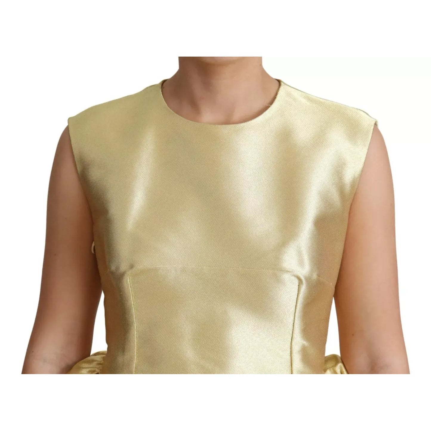 Dolce & Gabbana Polyester Gold Sleeveless A-line Tulle Dress