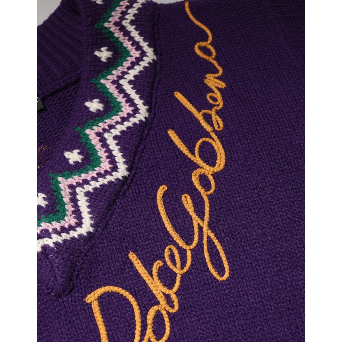 Dolce & Gabbana Purple Wool DG Logo Men Knit Pullover Sweater with embroidered detail