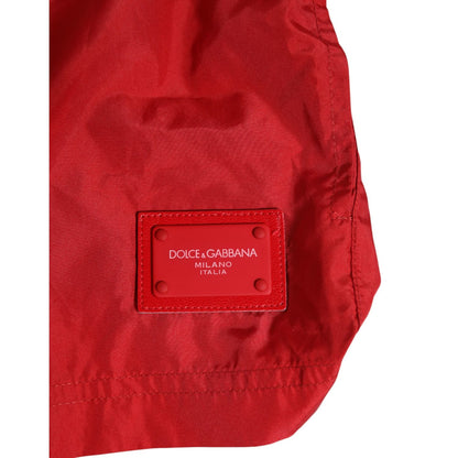 Dolce & Gabbana Red Drawstring Beachwear Men Shorts Swimwear