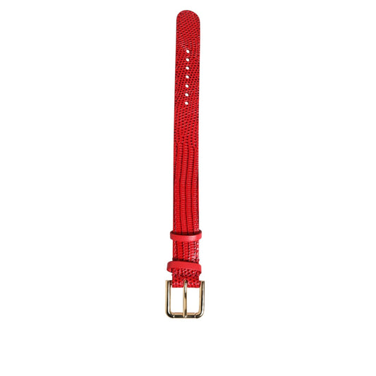 Dolce & Gabbana Red Exotic Leather Gold Tone Metal Buckle Women Armband SMY11067#