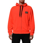 Dolce & Gabbana Red Fluorescent Polyester Logo Patch Hoodie Sweater