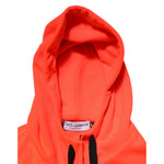 Dolce & Gabbana Red Fluorescent Polyester Logo Patch Hoodie Sweater