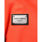 Dolce & Gabbana Red Fluorescent Polyester Logo Patch Hoodie Sweater