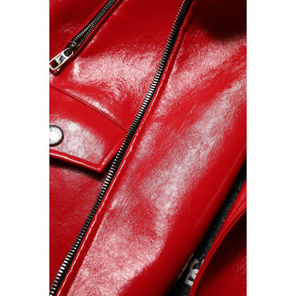 Dolce & Gabbana Red Lambskin Full Zipper Jacket