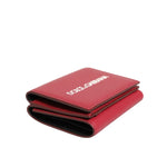 Dolce & Gabbana Red Leather Bold Logo Print Trifold Card Holder Wallet