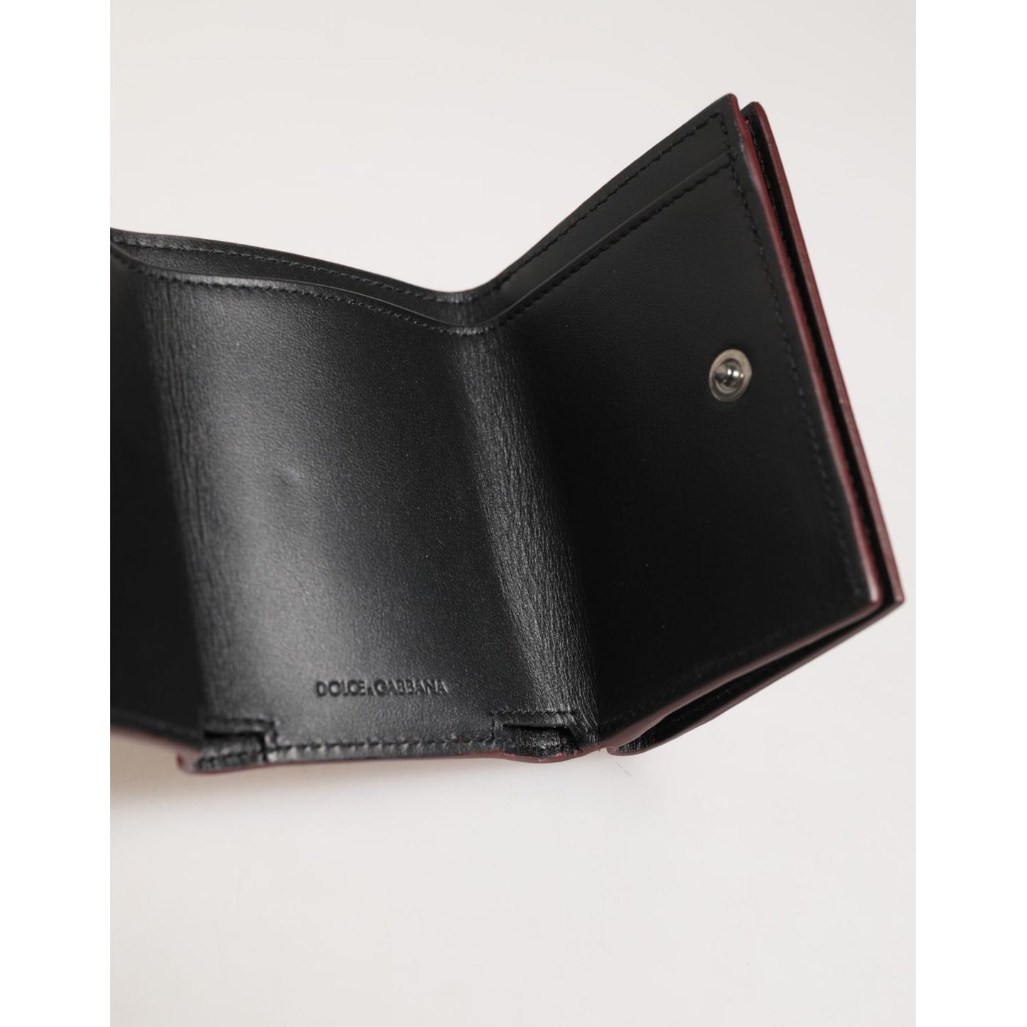 Dolce & Gabbana Red Leather Bold Logo Print Trifold Card Holder Wallet