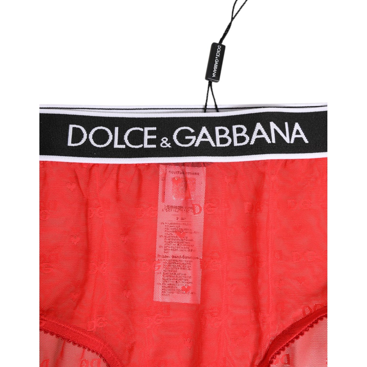 Dolce & Gabbana Red Nylon Logo Waistband Brief Panty Underwear