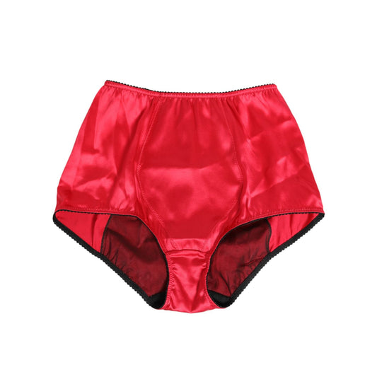 Dolce & Gabbana Red Silk Satin High-Waist Briefs Underwear - Elegant Bordeaux Dark Red Lingerie