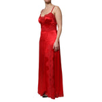 Dolce & Gabbana Red Silk Sleeveless Maxi Long Dress